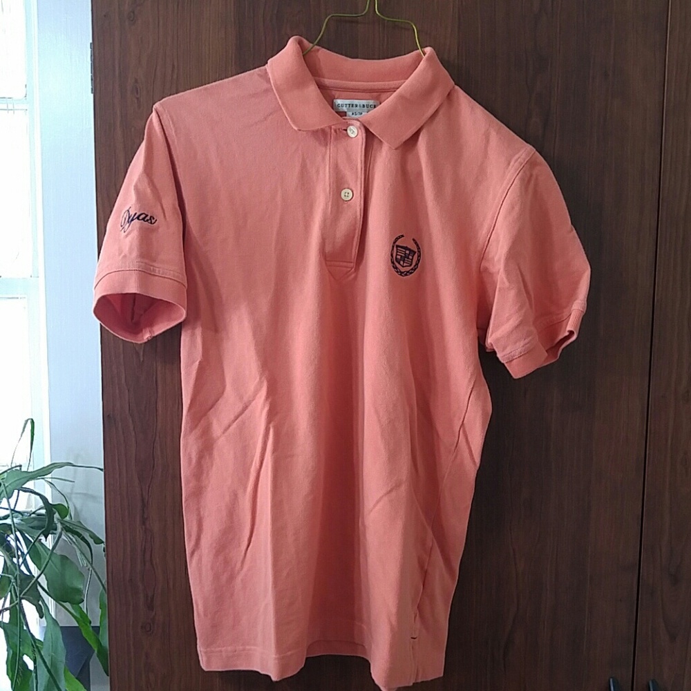 Orange Cadillac logo embroidered polo sz men's XS